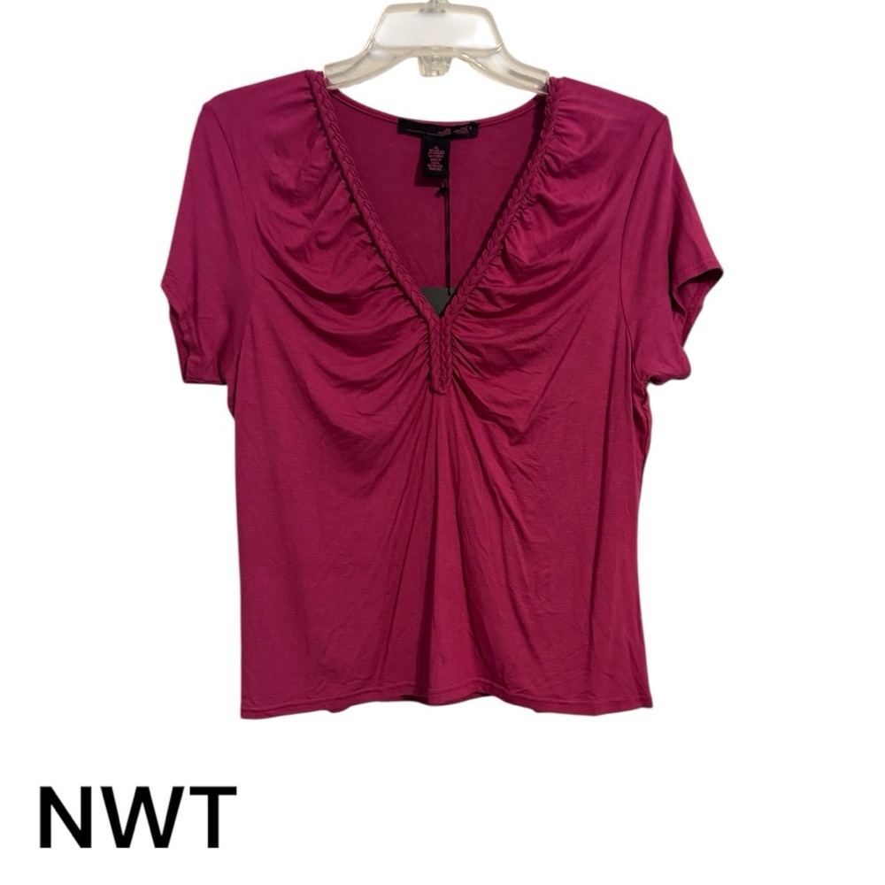 NWT  Willi Smith Pink Ruched Short Sleeve Top  XL    #O - Picture 2 of 8